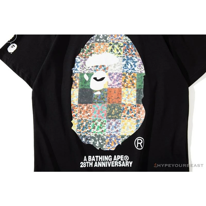 Hypeyourbeast BAPE Ape Man Head 28th Anniversary Camouflage Color Block Tee 'BLACK' 4 Hypeyourbeast BAPE Ape Man Head 28th Anniversary Camouflage Color Block Tee 'BLACK'
