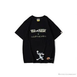 Hypeyourbeast Clothes BAPE Little Ape Head Tom And Jerry Chase Tee Shirt 'BLACK'