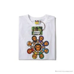 Hypeyourbeast BAPE Baby Milo Ring Colorful Kaleidoscope Tee Shirt 'WHITE' Clothes