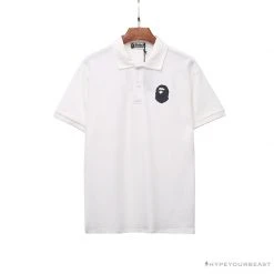 Hypeyourbeast Clothes BAPE Classic Ape Head Print Versatile Polo Shirt 'WHITE'