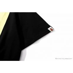 Hypeyourbeast Clothes BAPE Ape Head Blue X Yellow Contrast Letter Tee Shirt