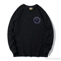 Hypeyourbeast Clothes BAPE APES TOGETHER English Alphabet Ape Head Long Sleeve Shirt 'BLACK'