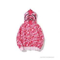 HypeYourBeast Clothes BAPE Camo Hoodie Shark Head PINK