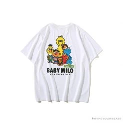 Hypeyourbeast BAPE Baby Milo Sesame Street Plain Tee Shirt 'WHITE' Clothes