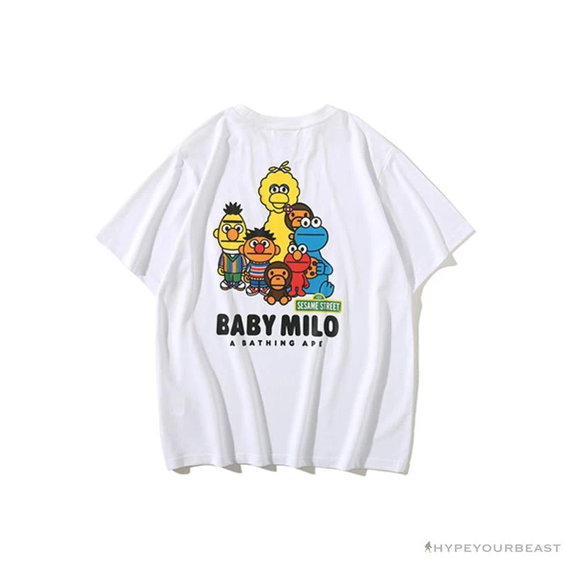 Hypeyourbeast BAPE Baby Milo Sesame Street Plain Tee Shirt 'WHITE' Clothes 2 Hypeyourbeast BAPE Baby Milo Sesame Street Plain Tee Shirt 'WHITE' Clothes