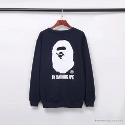 Hypeyourbeast BAPE Behind The Great Ape-Man Head Long Sleeve Shirt 'DARK BLUE'