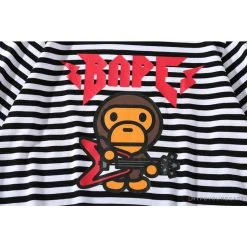 Hypeyourbeast BAPE Baby Milo Rock Bass Player Striped Tee Shirt 'BLACK' Clothes