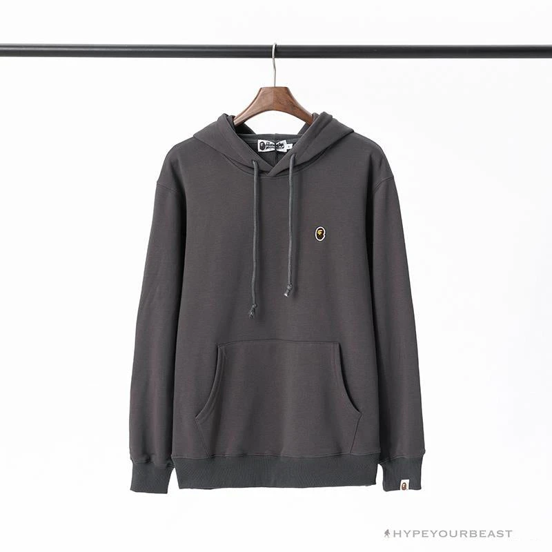 Hypeyourbeast BAPE Classic Ape Head Embroidered Standard Cotton Terry Hoodie 'DARK GREY' Clothes 1 Hypeyourbeast BAPE Classic Ape Head Embroidered Standard Cotton Terry Hoodie 'DARK GREY' Clothes