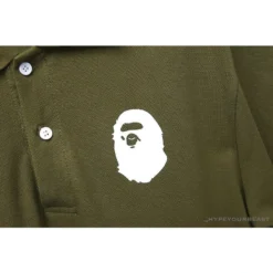 Hypeyourbeast BAPE Classic Ape Head Print Versatile Polo Shirt 'ARMY GREEN' 9 Hypeyourbeast BAPE Classic Ape Head Print Versatile Polo Shirt 'ARMY GREEN'