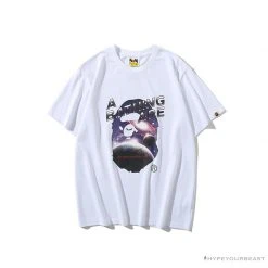 Hypeyourbeast BAPE Universe Solar System Ape Man Head Tee Shirt 'WHITE'