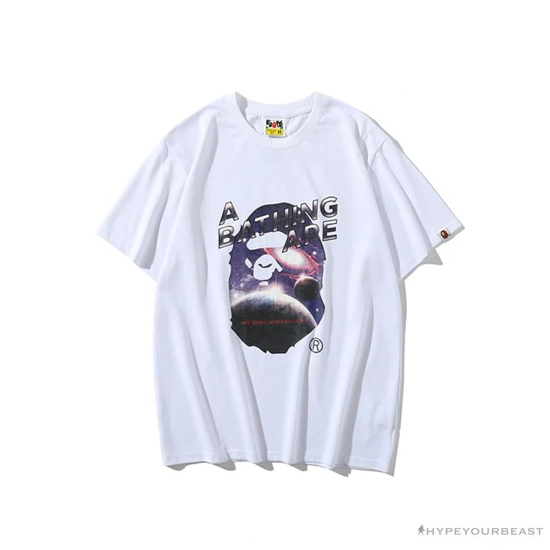 Hypeyourbeast BAPE Universe Solar System Ape Man Head Tee Shirt 'WHITE' 1 Hypeyourbeast BAPE Universe Solar System Ape Man Head Tee Shirt 'WHITE'