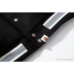 Hypeyourbeast BAPE Embroidered STA Star Stitched Woolen Baseball Jacket 'BLACK'