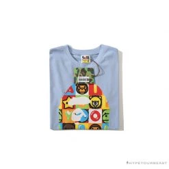 Hypeyourbeast BAPE Baby Milo Color Square Ape Head Tee Shirt 'BLUE' Clothes